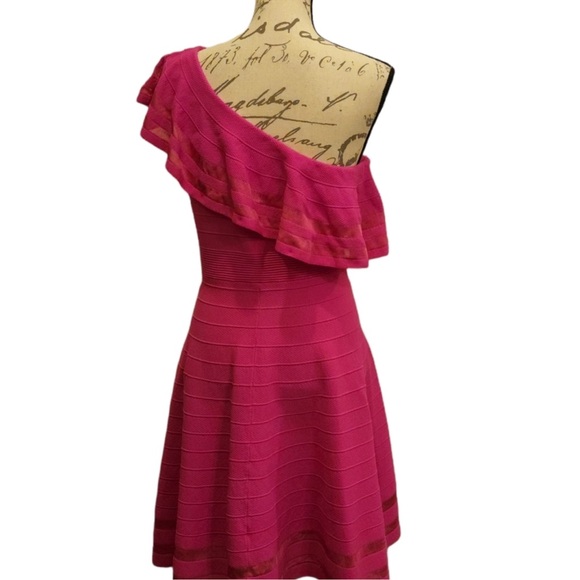 Ted Baker Streena Neon Pink One Shoulder Knit Dress - Picture 6 of 12